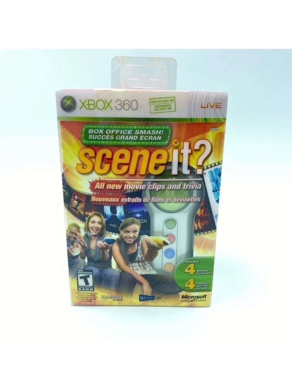 XBOX 360 Scene It? Box Office Smash Set w/ 4 Controllers & Game NEW Open Box